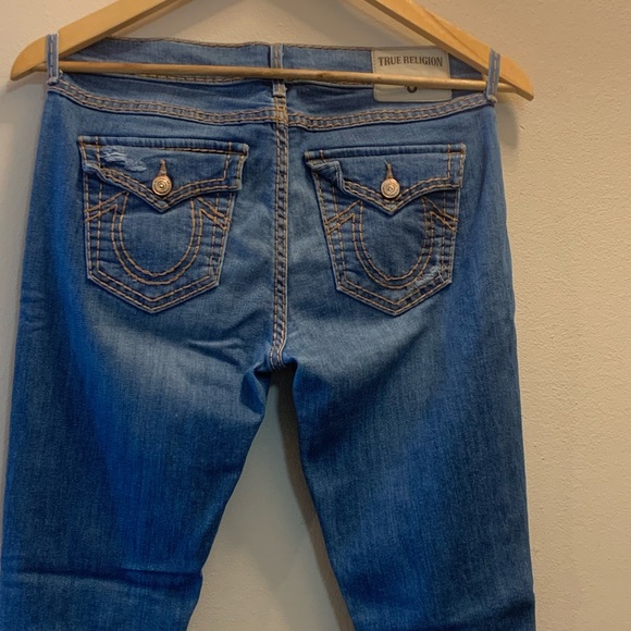 True Religion Halle Women’s Mid rise distressed ripped  Skinny jeans 27 - Picture 8 of 14